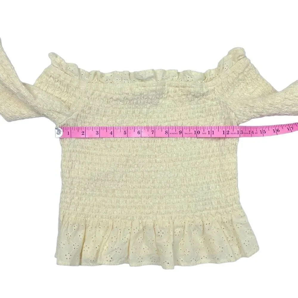 American Eagle Pale Yellow off the shoulder Ruffle Tube Top Women’s Size XS